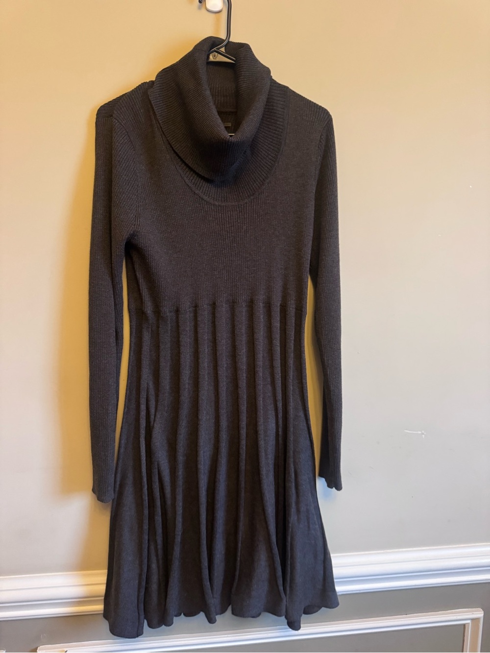 Calvin Klein Charcoal Long-Sleeve Cowl Neck Knit Dress